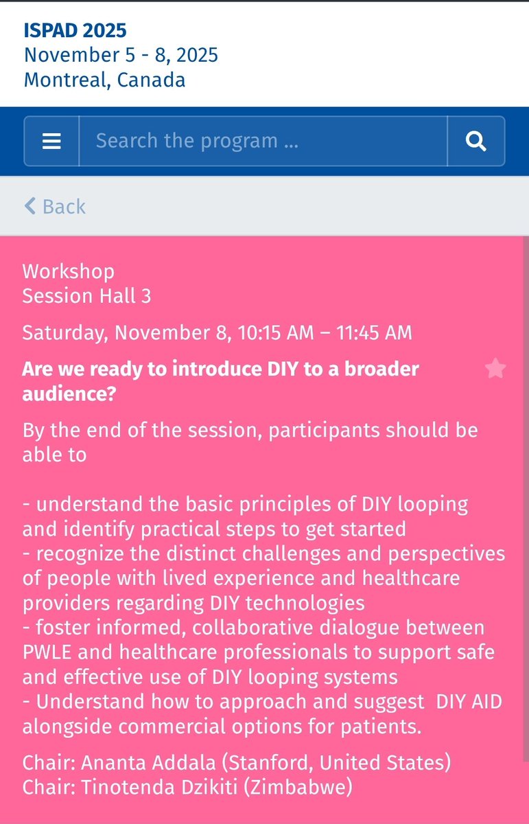 tinodzikiti's tweet image. Honoured to co-chair the workshop “Are we ready to introduce DIY to a broader audience?” alongside Dr. Ananta Addala at #ISPAD2025

We explored how to bridge DIY innovation, safety, and collaboration between people with lived experience and healthcare professionals #dedoc