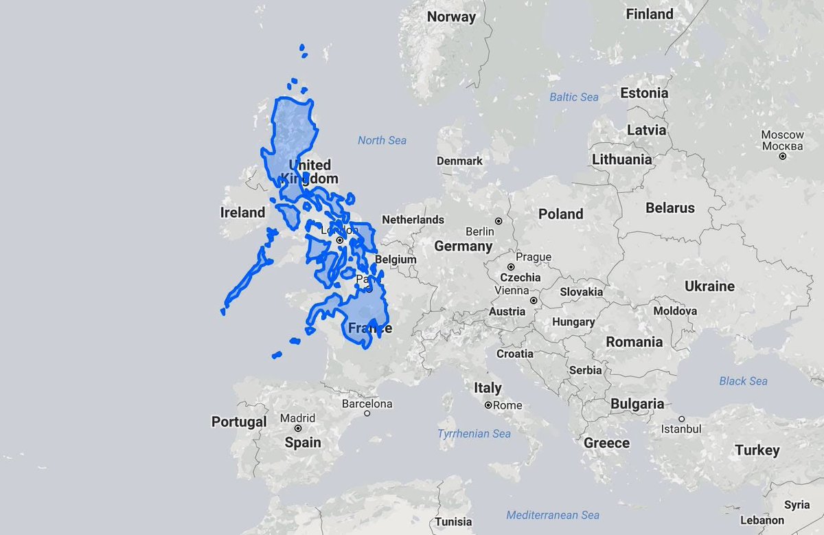 13thFool's tweet image. And the Philippine archipelago is not small. For perspective, Typhoon Uwan’s size could cover the entire United Kingdom, most of France, and the English Strait in between them.