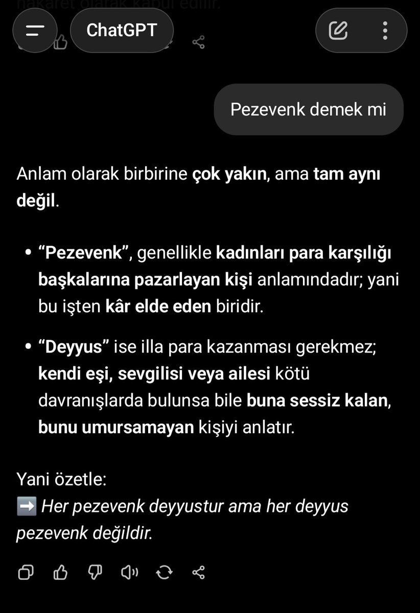"Her pezevenk deyyustur ama her deyyus pezevenk değildir."

                                            ChatGPT