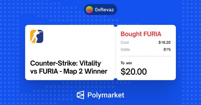 Furia coded
I know Ping also using Polymarket to bet on Furia