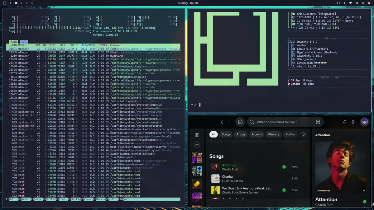 UtkDev's tweet image. Just switched to Omarchy after the hype honestly, it&apos;s legit good.