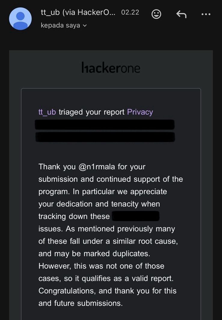 w_n1rmala's tweet image. Another great milestone in my bug bounty journey, grateful to have my reports triaged and rewarded by multiple programs on HackerOne. Every valid report is a reminder that persistence, curiosity, and attention to detail really do pay off.

#bugbounty #hackerone