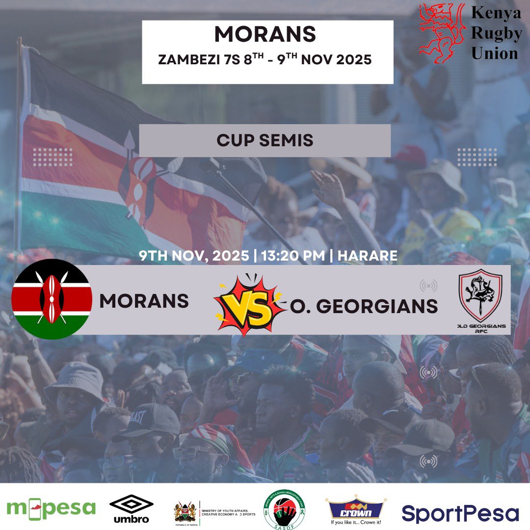 OfficialKRU's tweet photo. Semis kick off… #Zambezi7s
Mola scores in the first 20 seconds.
Morans 7 - 0 Old Georgians
#Morans https://t.co/XImgQ0CLje