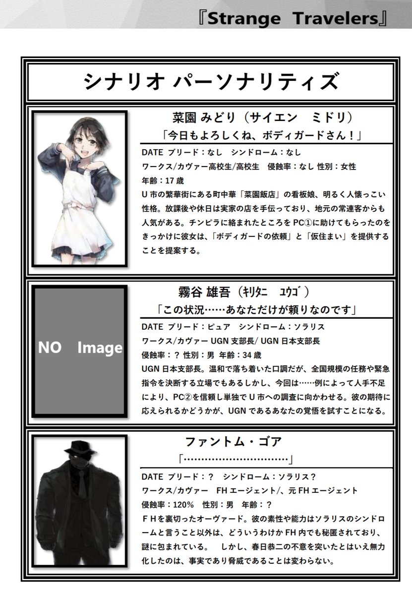 by_tgk's tweet image. 【脱稿！】
#ゲームマーケット2025秋　
11/23（日）V43【TRPG GAME KIDS】 
ダブルクロス3rdのまた旅物をテーマとしたシナリオ集「Strange Traveler」

シナリオ1
「Triple Edge：幽影の支配者」
三匹が斬る！モチーフシナリオ
偶然出会った事情の異なる３人が、街に潜む悪を斬る！
＃ダブルクロス3rd