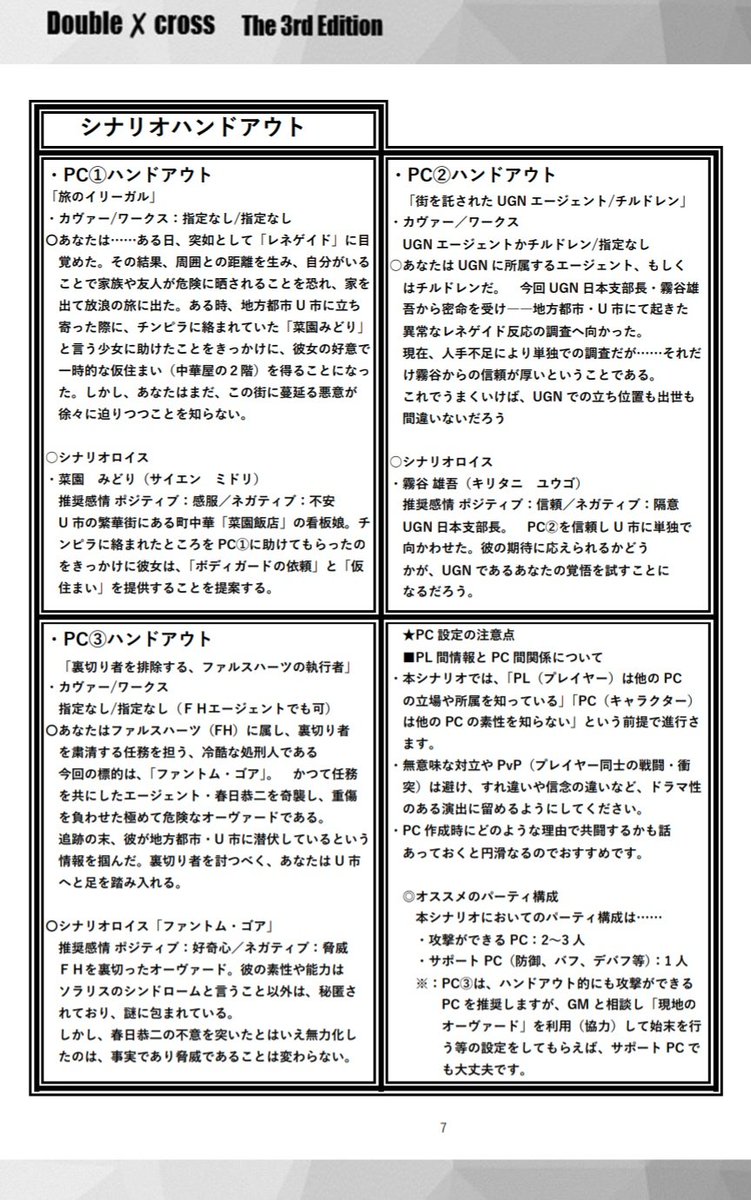 by_tgk's tweet image. 【脱稿！】
#ゲームマーケット2025秋　
11/23（日）V43【TRPG GAME KIDS】 
ダブルクロス3rdのまた旅物をテーマとしたシナリオ集「Strange Traveler」

シナリオ1
「Triple Edge：幽影の支配者」
三匹が斬る！モチーフシナリオ
偶然出会った事情の異なる３人が、街に潜む悪を斬る！
＃ダブルクロス3rd