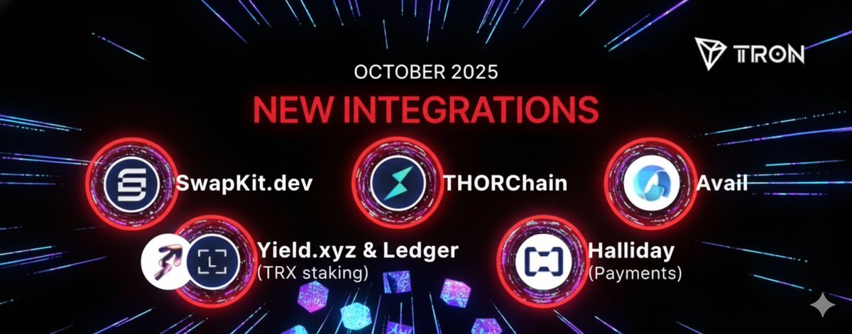 BTCimad's tweet image. 🌐 ملخص تكاملات #TRONDAO في أكتوبر 2025  

شهر مليء بالتكاملات القوية عزز مكانة TRON كشبكة رائدة للمدفوعات السريعة ومنخفضة التكلفة وعالية الاعتمادية.  

إليك أبرز ما حدث خلال أكتوبر 👇  

#TRONGlobalFriends
#TRON #Web3 #بلوكتشين