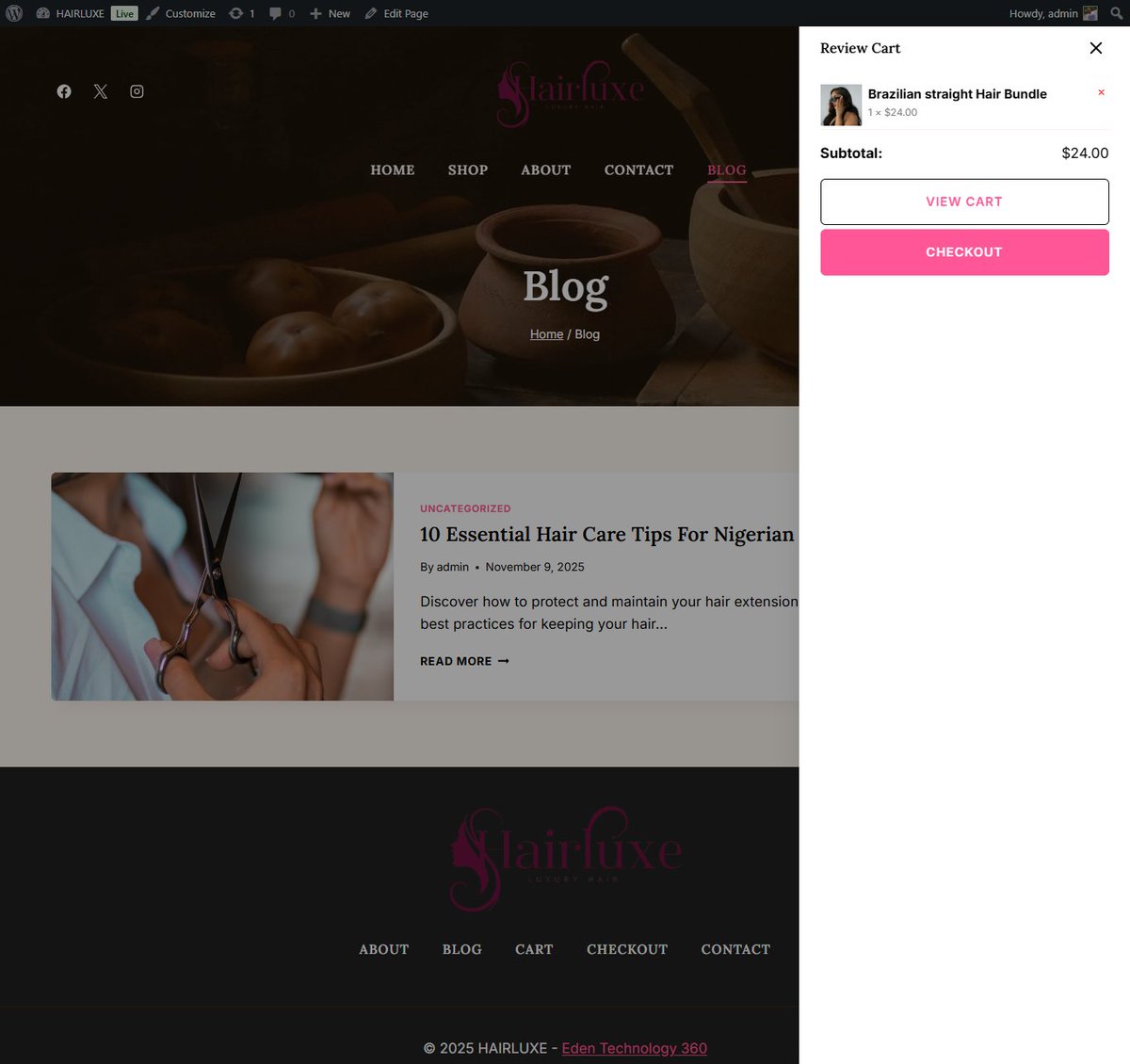 edentech_wp's tweet image. Another project live! 🚀 Just completed a sleek, fully responsive e-commerce website for a luxury hair brand 💇🏽‍♀️✨ ( Payment Gateway 🚫 )
#webdevelopmentprojects #EcommerceDesign