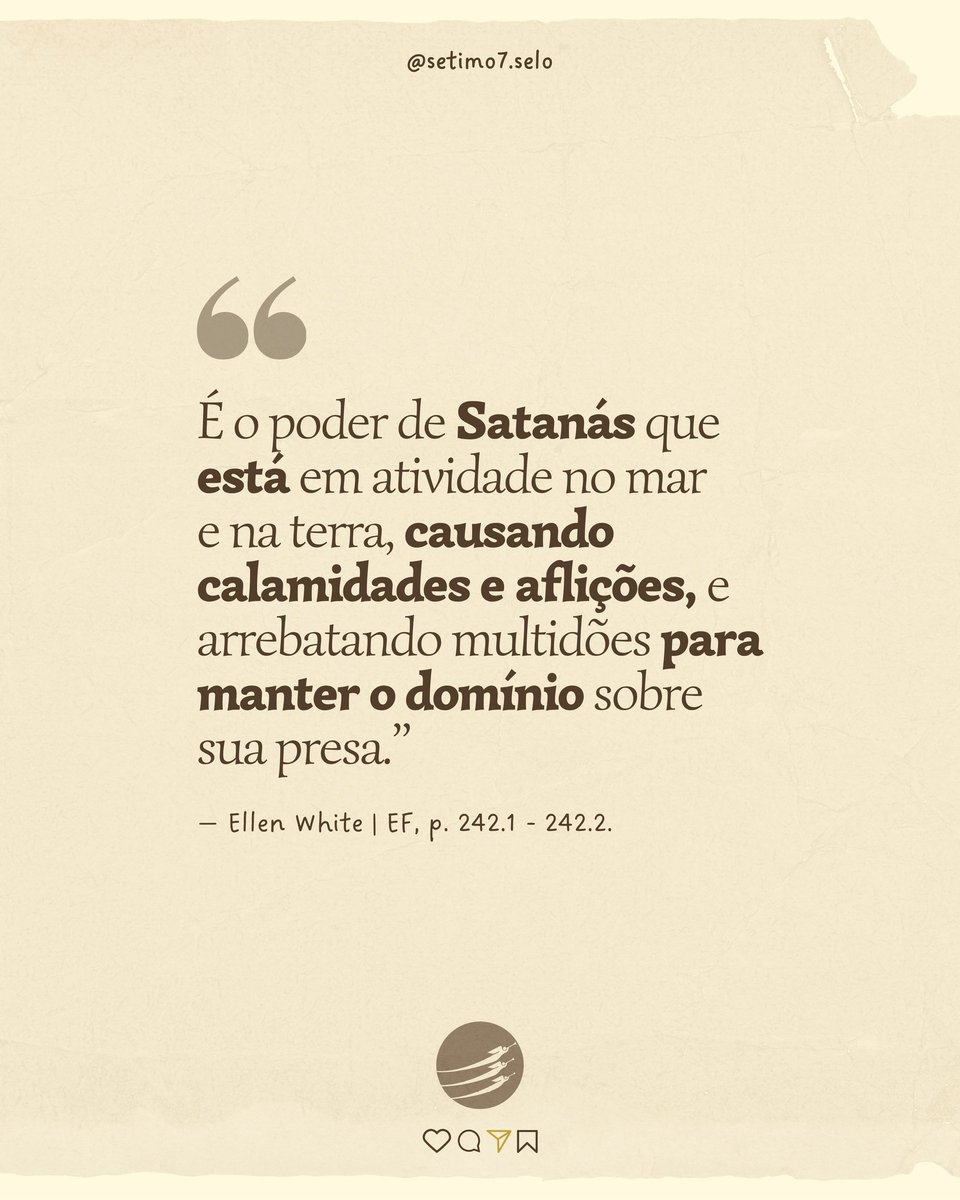 Aparentemente essas calamidades são caprichosas irrupções de forças desordenadas, irregulares, mas nelas se pode ler o propósito de Deus. São um dos meios pelos quais Ele procura despertar homens e mulheres, levando-os a reconhecer o seu perigo. | CI 364.4.
