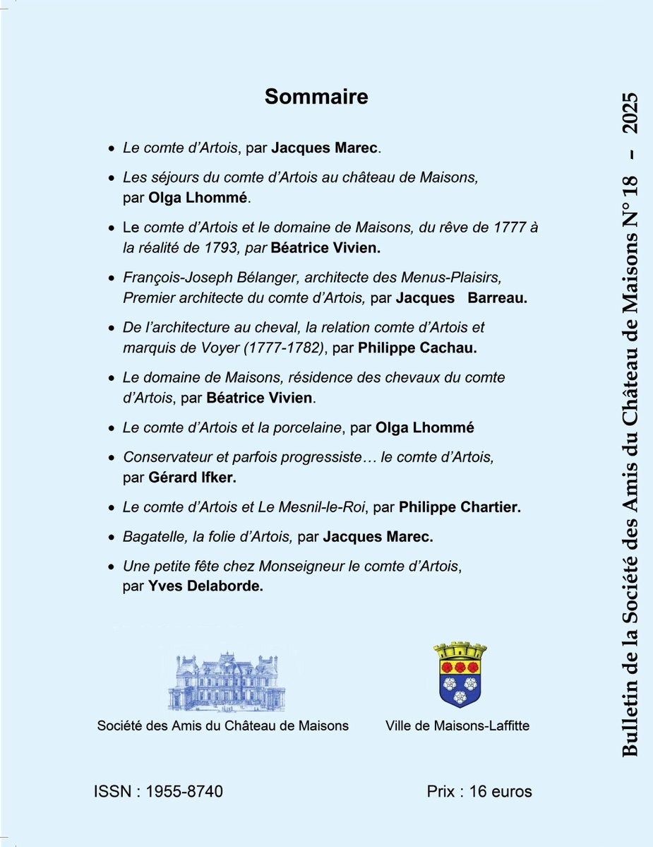 Expo Charles-Philippe de France, #comtedArtois, au #château de #MaisonsLaffitte à compter du 14 novembre, faisant le pendant à celle sur #CharlesX au Mobilier National, au printemps dernier. À ne pas manquer : l’excellent numéro du #Bulletin des #Amis du #Château, n° 18.