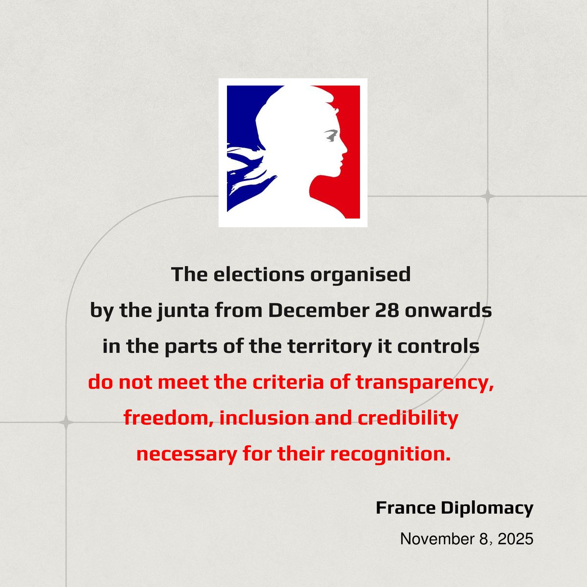 DemocracyMM's tweet photo. Nov 8, 2025, marks five years since people of Myanmar voted overwhelmingly for democracy – a mandate tragically stolen by the military coup of Feb 1, 2021. In response, @francediplo_EN has issued a powerful statement.
👇
https://t.co/B877waR8KW
#SayNoJustTrap #RejectShamElection https://t.co/UR48n90rWV