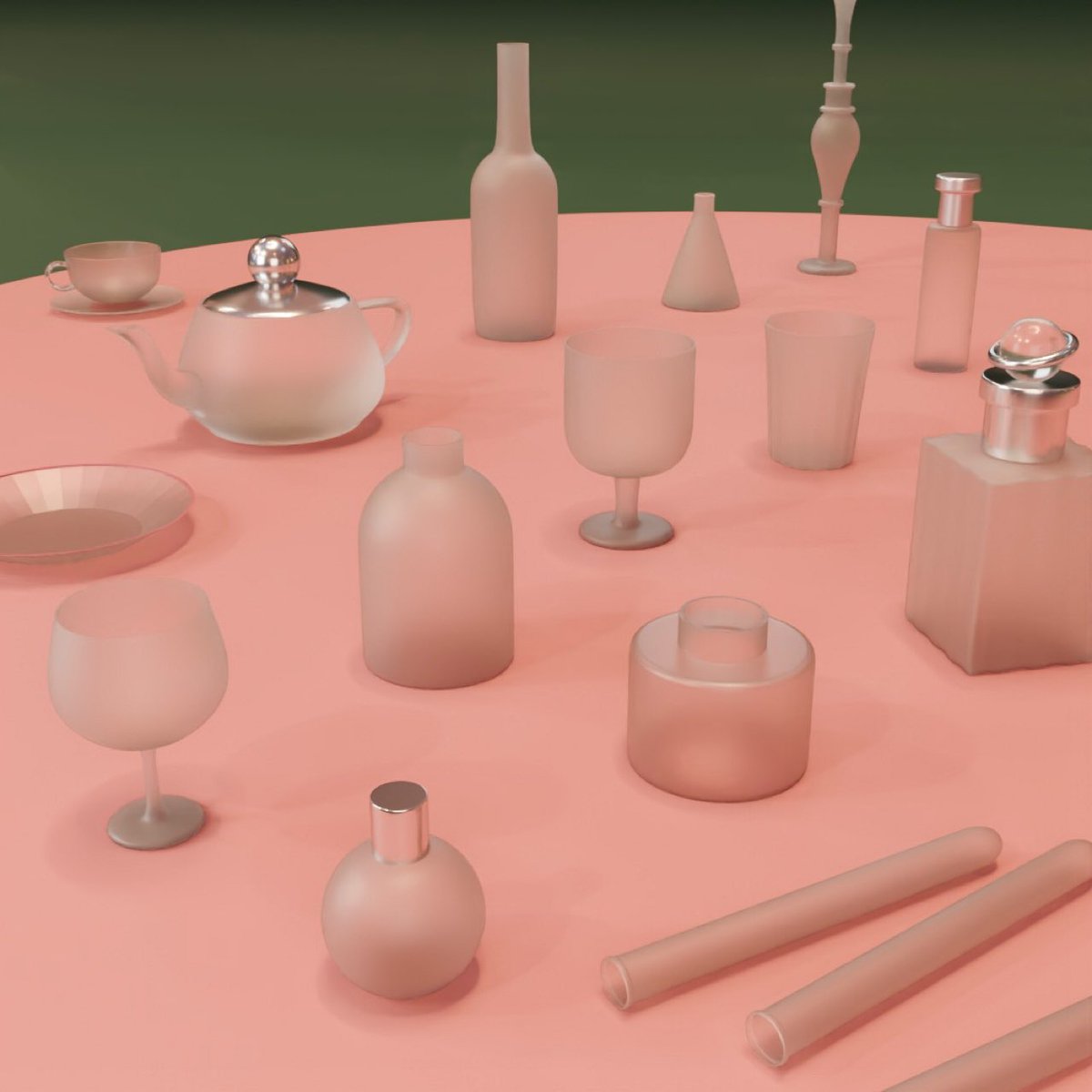 ガラスの器とか瓶とかをやたらと作りたくなっていろいろ作っている途中🫙ここからいろいろ遊ぶの楽しみだな〜！

#blender #blender初心者 #b3d #3dcg