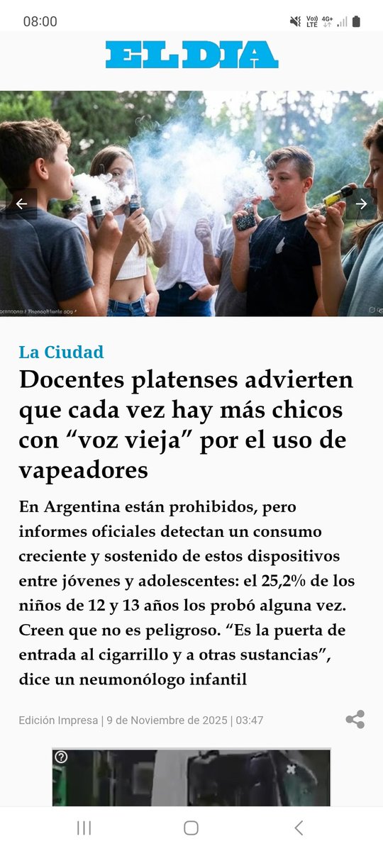 Clioeducacion's tweet image. Les comparto un reportaje que me hicieron sobre la utilización de los vapeadores en adolescentes en el Diario El Día de La Plata. #educación #docentes #adolescentes #vapeadores