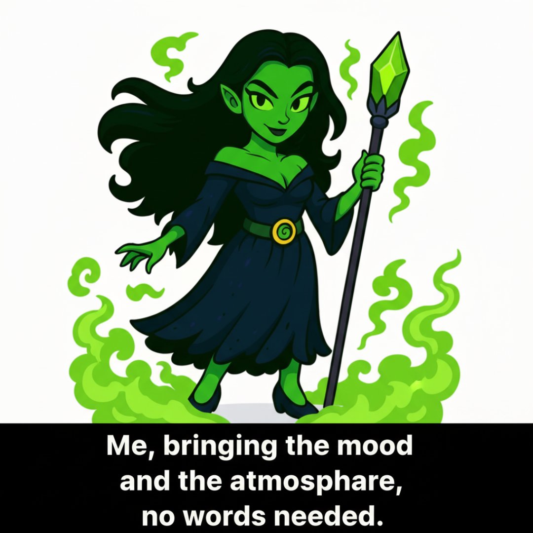 $METHANIA captures her powerful, atmospheric presence; she effortlessly sets the scene with green fumes and zero explanation needed.
#SaveQueenQueef #CatchTheGas
#MemeContest