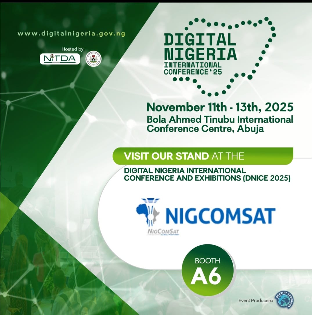 NigComSat1R's tweet image. NIGCOMSAT Limited will be live at the Digital Nigeria International Conference &amp;amp; Exhibition (DNICE 2025).

Visit us at Booth A6 

Date: November 11–13, 2025

Venue: Bola Ahmed Tinubu International Conference Centre, Abuja. 

#DigitalNigeria2025 #NIGCOMSAT  #SatelliteTechnology