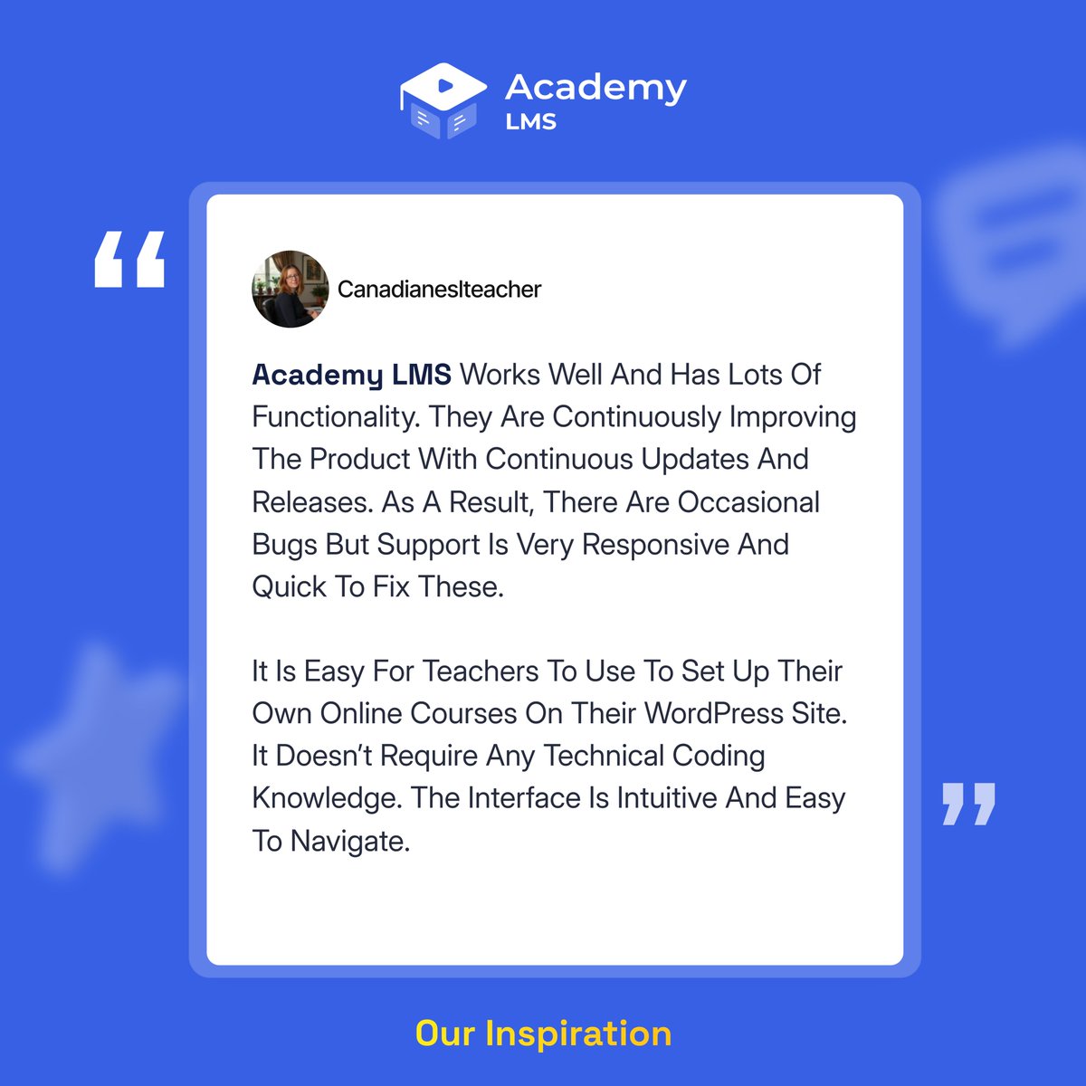 academylmsteam's tweet image. 💬 “Academy LMS works so well.”

“Support is super responsive and fixes issues fast. Setting up courses on WordPress has never been this easy — no coding needed, just intuitive and smooth!”

Teachers love it. 🚀

👉 Try it now: academylms.net

#AcademyLMS #WordPressLMS