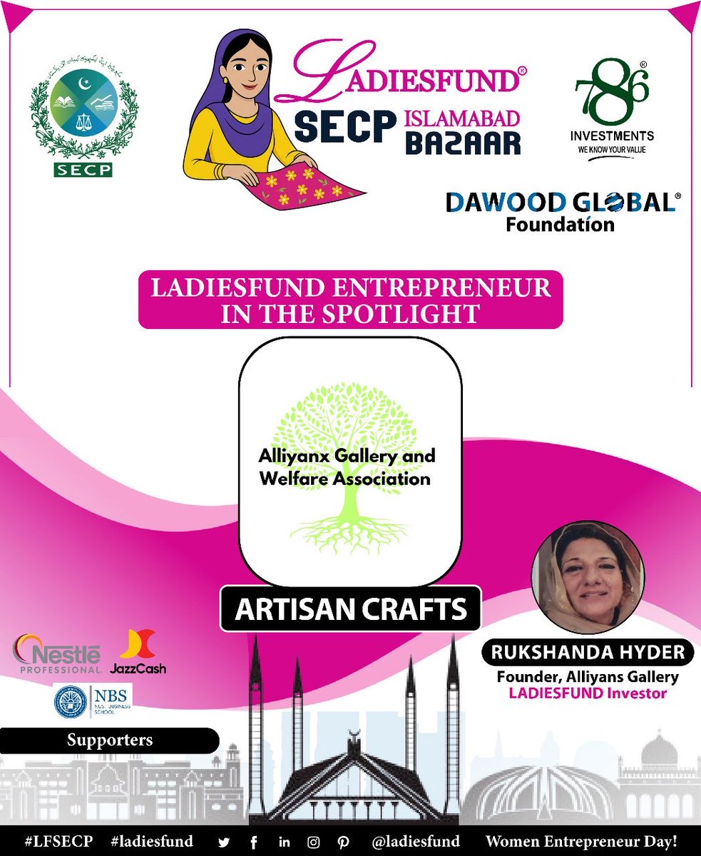TUDawood's tweet photo. Our @LADIESFUND @SECPakistan Islamabad Bazaar featured women entrepreneurs:
🕯️ Anum Shafique – Vino Candles
🧁 Arya Khan – Deja Vu
🌯 Fozia Ahmad – Zesty Burrito
👗 Mehvash Ansari – Sustainable Fashion
🎨 Rukshanda Hyder – Alliyans Gallery

#LADIESFUND #LFSECP  #PakistaniWomen https://t.co/FPzCsSA8jS