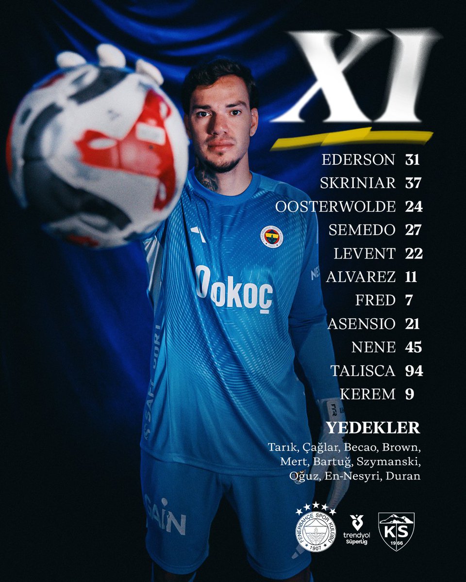 📋 Z. Kayserispor maçı ilk 11'imiz belli oldu. 

#FBvKS