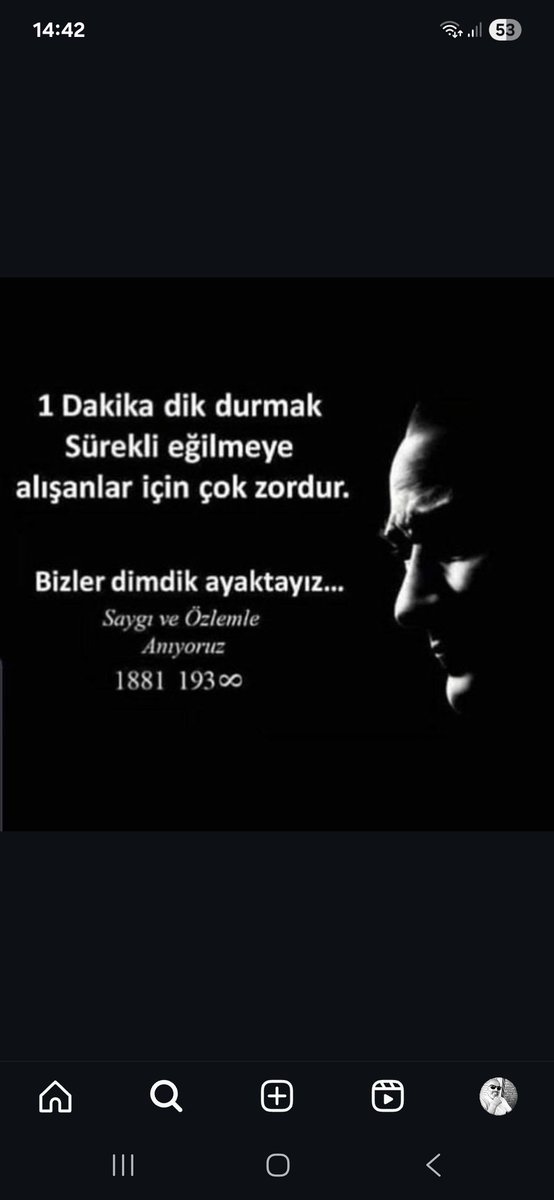 Bir ölüm ancak bu kadar
"ÖLÜMSÜZ" olabilirdi

Her 10 Kasım'da yeniden
doğuyorsun "ATAM"🇹🇷

Sevgi, Saygı ve Minnetle..
𝟷𝟾𝟾𝟷-𝟷𝟿𝟹∞