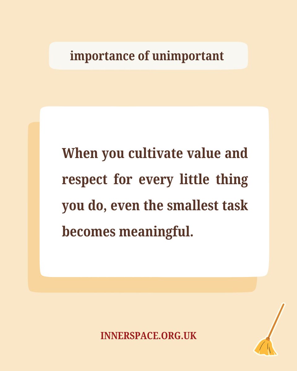 inner_space's tweet image. If you find something unimportant, you probably won’t give it your best. But when you cultivate value and respect for every little thing you do, even the smallest task becomes meaningful.

#VALUELIFE #thoughtoftheday #Mindfulness