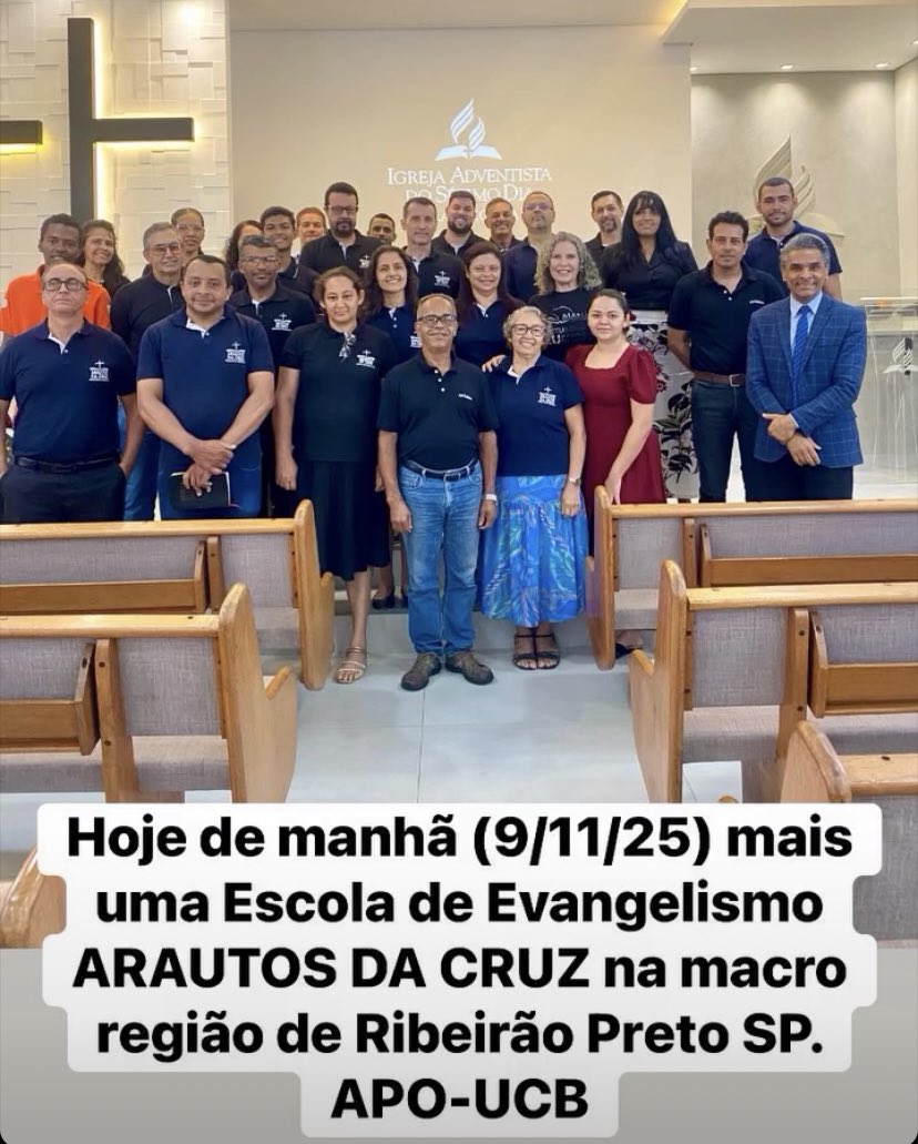 Hoje de manhã (9/11/25) mais uma Escola de Evangelismo ARAUTOS DA CRUZ na macro região de Ribeirão Preto SP. APO-UCB

Soli Deo Glória! 
<a href="/paulistaoeste/">Adventistas Paulista Oeste</a> <a href="/CPregacao/">Casa da Pregação</a> #CEOnline #CasPre