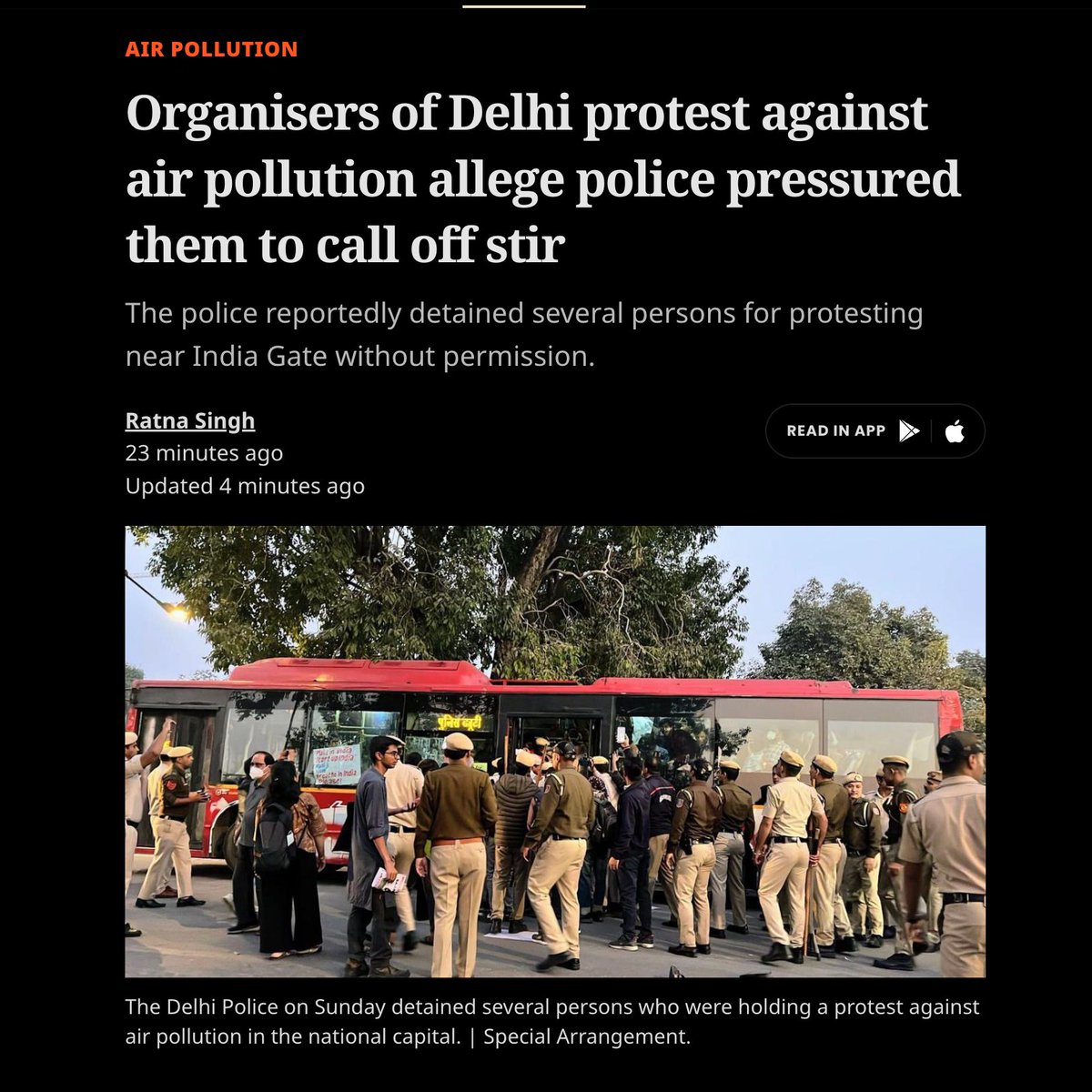 TheDeshBhakt's tweet image. Maturity is realising that we have been reduced to a nation of cockroaches - when citizens cannot be peacefully protest against Air Pollution!!
Even the Communist Chinese Govt listened to its people &amp;amp; cleaned up Beijing &amp;amp; surrounding areas in a big way.