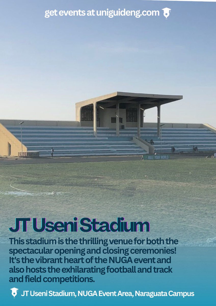 UniGuide_NG's tweet photo. 🏟️ JT Useni Stadium: The heart of the opening & closing ceremonies!
👉 Visit https://t.co/SkAZ5HXIYm (link in bio!) to navigate the NUGA Games like a pro.
#NUGA2025 #UniJos2025 #UniGuide #NUGAGames #Jos #UniversityofJos #CampusMap #JTUseniStadium #ASRSportsComplex https://t.co/luxktBUSMn