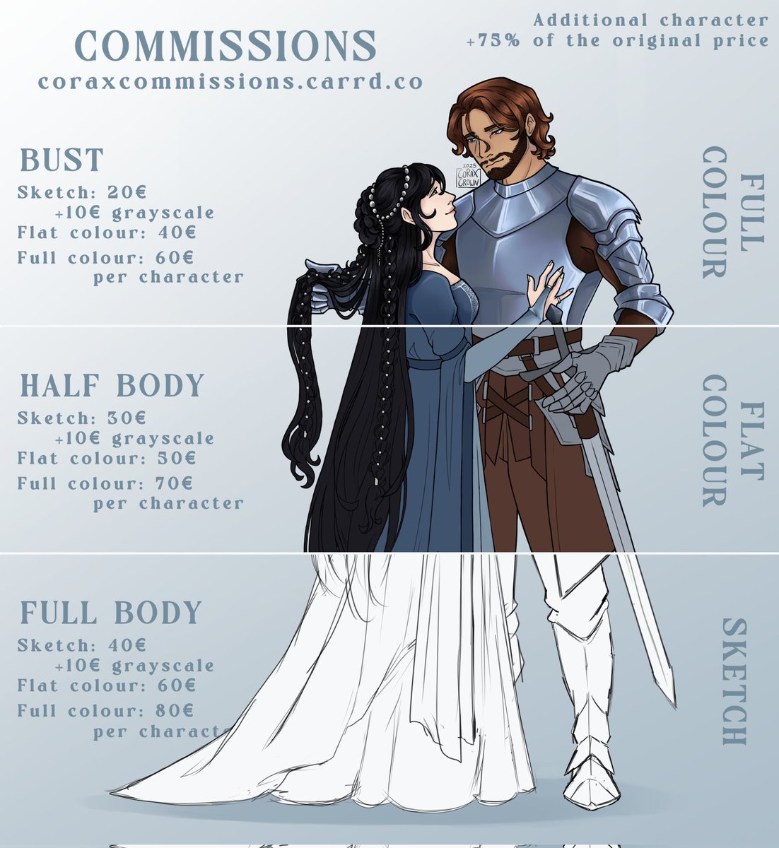 CoraxCrown's tweet image. ☆ COMMISSIONS ARE OPEN ☆

Please read through this post and my commission info linked below ⤵️ before sending your request.

Comms will probably be open for the last time this year and will close on the 16th of November. 

🤍 &amp;amp; 🔂 is also always appreciated!