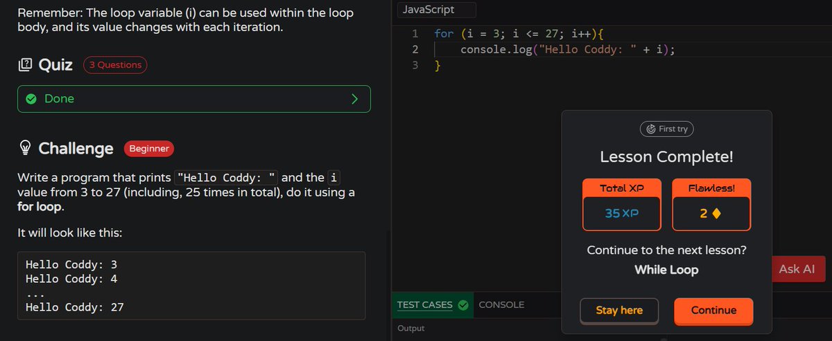 MoniTechCodes's tweet image. Day 97
JavaScript – while loop, break 🔁
Java – methods practice challenges ☕
It’s not about perfection anymore — it’s about persistence.
#100DaysOfCode #Java #JavaScript #CodingJourney #LearnToCode #LearnInPublic  #Consistency #30NitesOfCode
codedex.io/community/30-n…