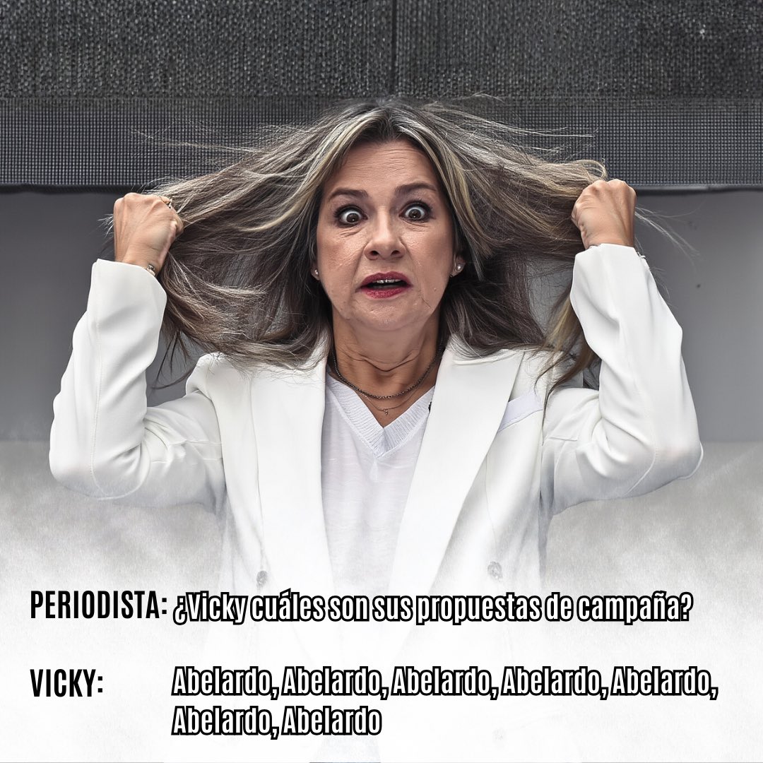 Triste en lo que terminó esta señora admirada por todos. 
Pero está claro que lo de ella no es la política. Ella fue mi primer opción como candidata, pero después de verla dividiendo el país me decidí por Abelardo que le respondió con grandeza y respeto. 
¡ADIÓS VICKY!