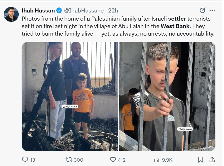 Israel is cynically using violence from 87 years ago to distract people from the war crimes that Israeli settlers are committing.
For Palestinians living on the West Bank, every night is Kristallnacht because of Zionist attacks.
We cannot undo what the Nazis did, but we can and