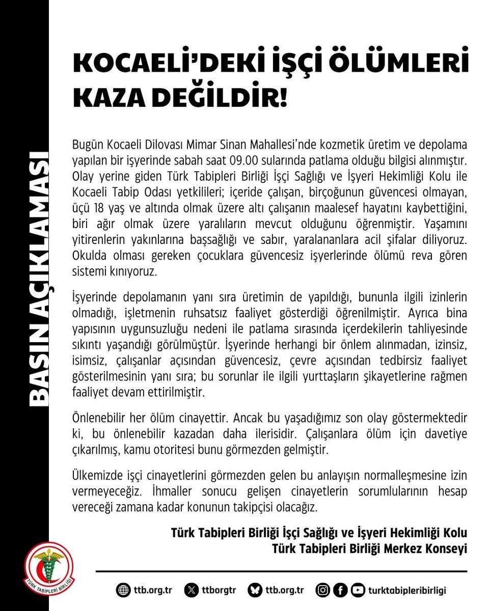 TTB İşçi Sağlığı ve İşyeri Hekimliği Kolu (@ttb_isih) on Twitter photo 