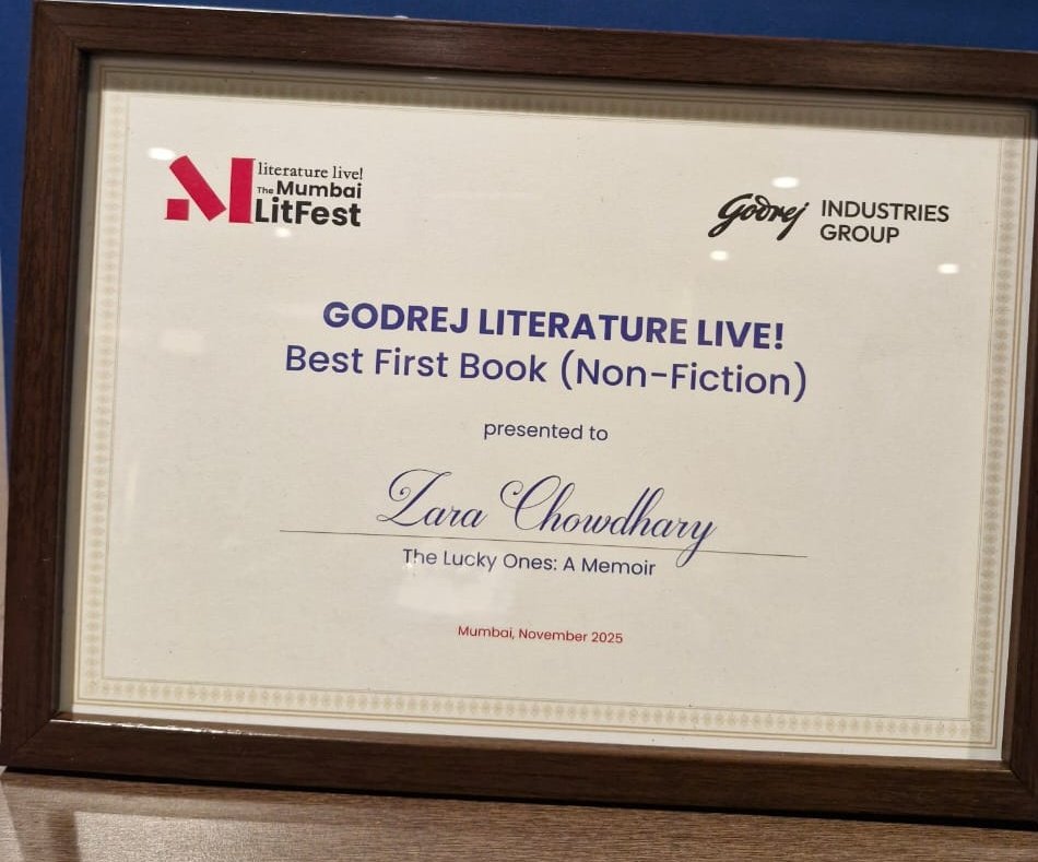 WestlandBooks's tweet image. We are all over the moon as Zara Chowdhary&apos;s The Lucky Ones wins the First Book Non-Fiction Award at @litlivefest!