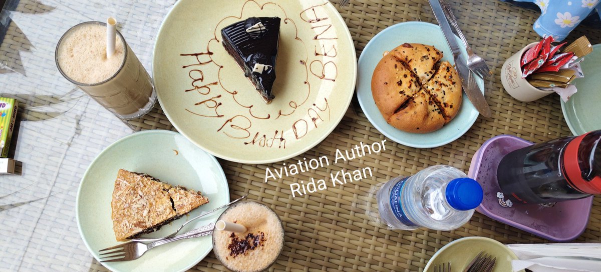 A small and simple birthday treat to my little niece and to my brother's family from my side in a cafe.. dates cashew nuts pastry, goat minced meat bread, cold coffee, irish coffee , my niece's favourite chocolate pastry .. 
#food #foodie