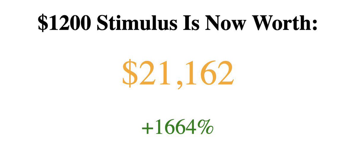 The $1200 Covid stimulus is now worth $21,000 if you bought Bitcoin with it. 

In 4 years, how much will the dividend payment be worth for those that buy Kaspa with it?