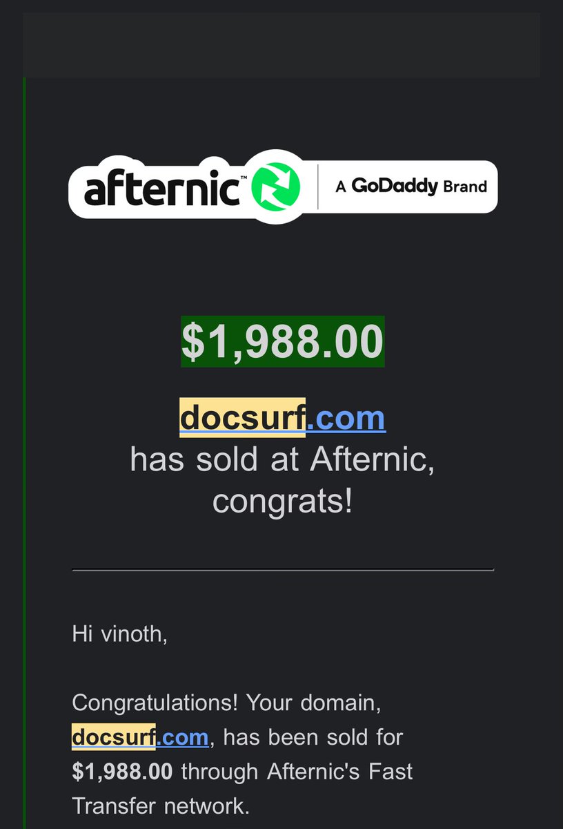 Domain Name - DocSurf.com
Hold Time - 2 years
Sold at BiN-1988$
