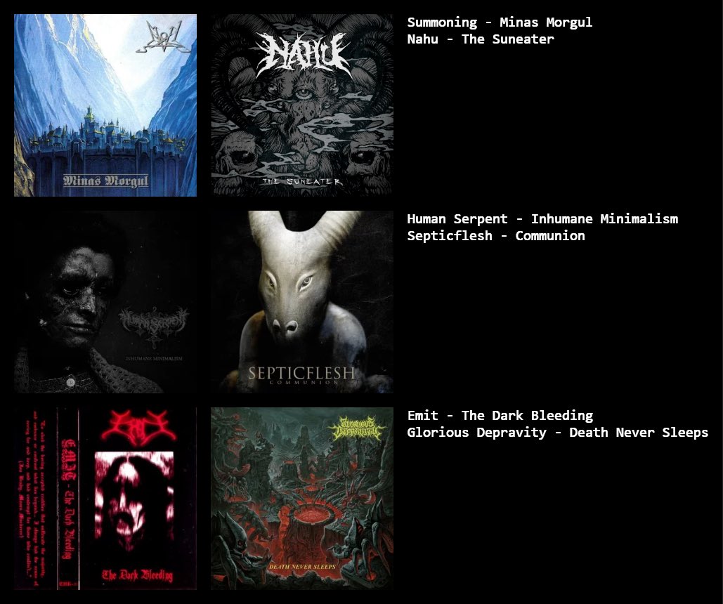 11/8～11/9
Fav:
Nahu - The Suneater
Human Serpent - Inhumane Minimalism
Septicflesh - Communion
Glorious Depravity - Death Never Sleeps

#CinoCrates