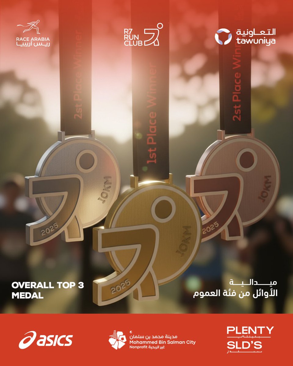 RaceArabia's tweet image. هذي اللي يتعب عشانها! 🤩🏅ميداليات سباق R7 10KM الرسمية!

سواء بتخلص السباق أو بتجيب مركز، ميداليتك موجودة:

ميدالية المنجز🎖️ لكل واحد بطل يخلص السباق.

ميداليات الفئات العمرية 🏆 لأبطال كل فئة عمرية.

ميداليات الأوائل فئة العموم 🥇🥈🥉 لأسرع 3 وحوش في السباق!

مين قدها وبياخذها؟…