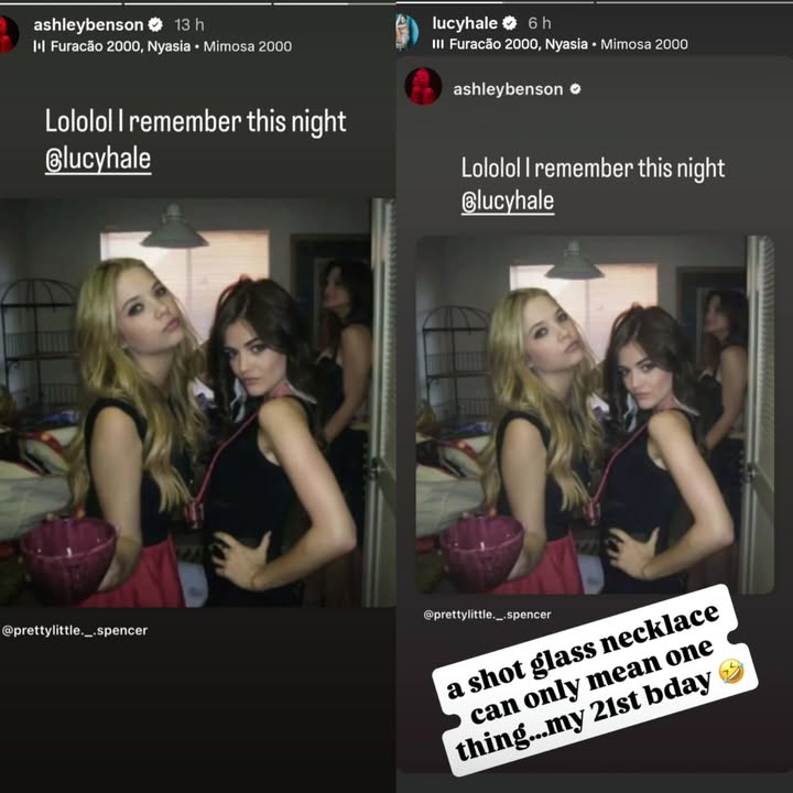 Ashley Benson e Lucy Hale compartilham lembrança em seus stories ao som de uma música BRASILEIRA ❤️