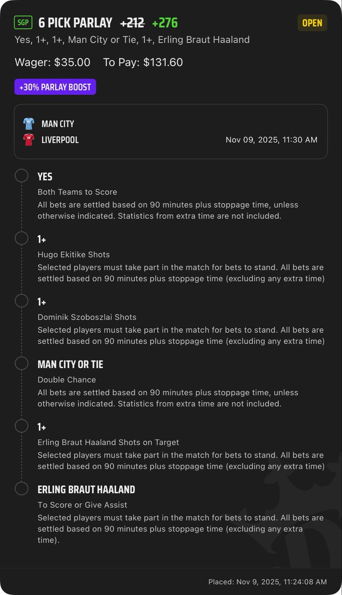 🚨 DK Man City/Liverpool SGP Boost ⚽️ 

BOL if tailing 🤝 

Plays ➡️ marcusbeau.com