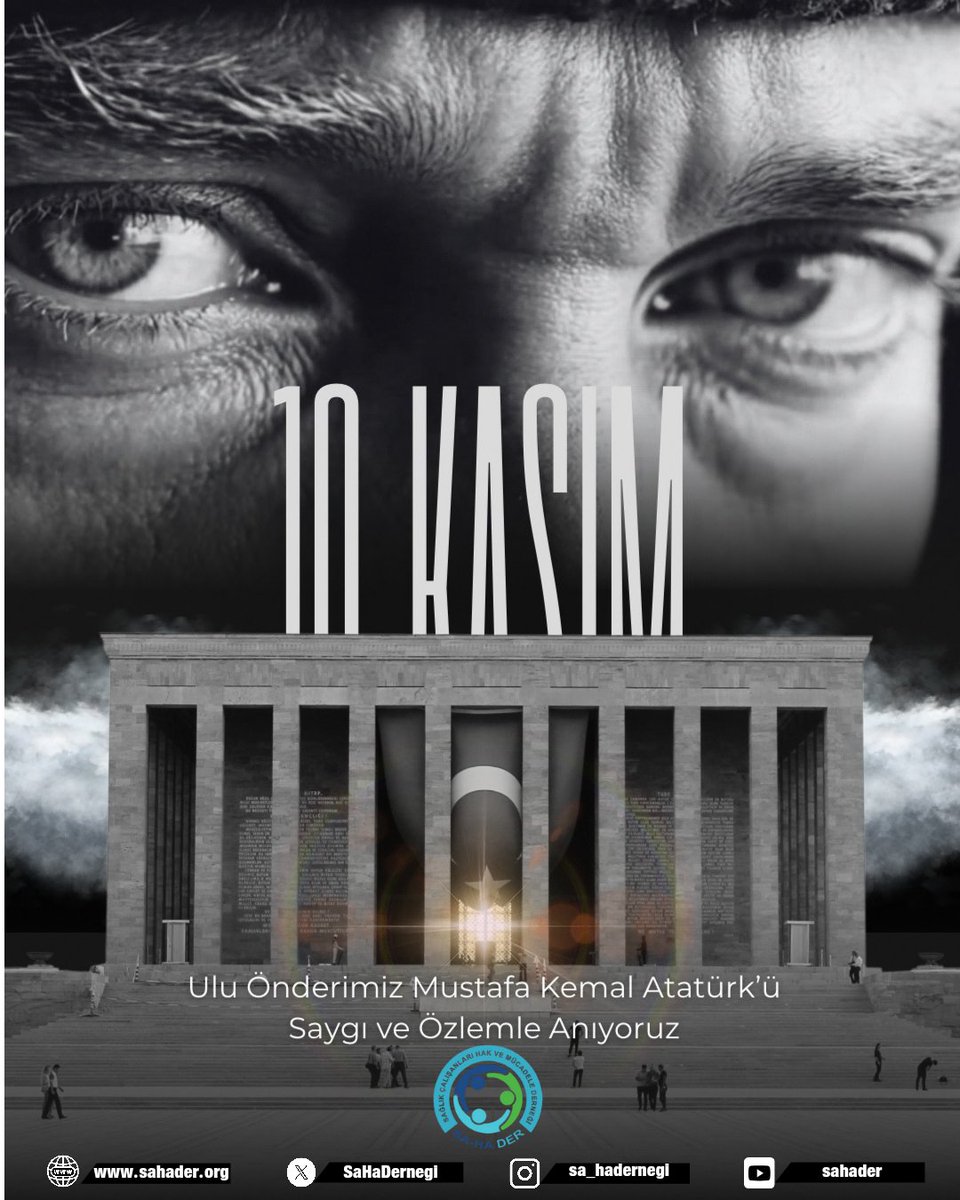 SaHaDernegi's tweet image. Cesareti, mücadeleyi, umutsuzluğa kapılmamayı ondan öğrendik.
Sadece 10 Kasımda değil son kasıma dek cumhuriyetimizin kurucusu ebedi önderimiz Gazi Mustafa Kemal Atatürk&apos;ü saygı özlem ve minnetle anıyoruz.