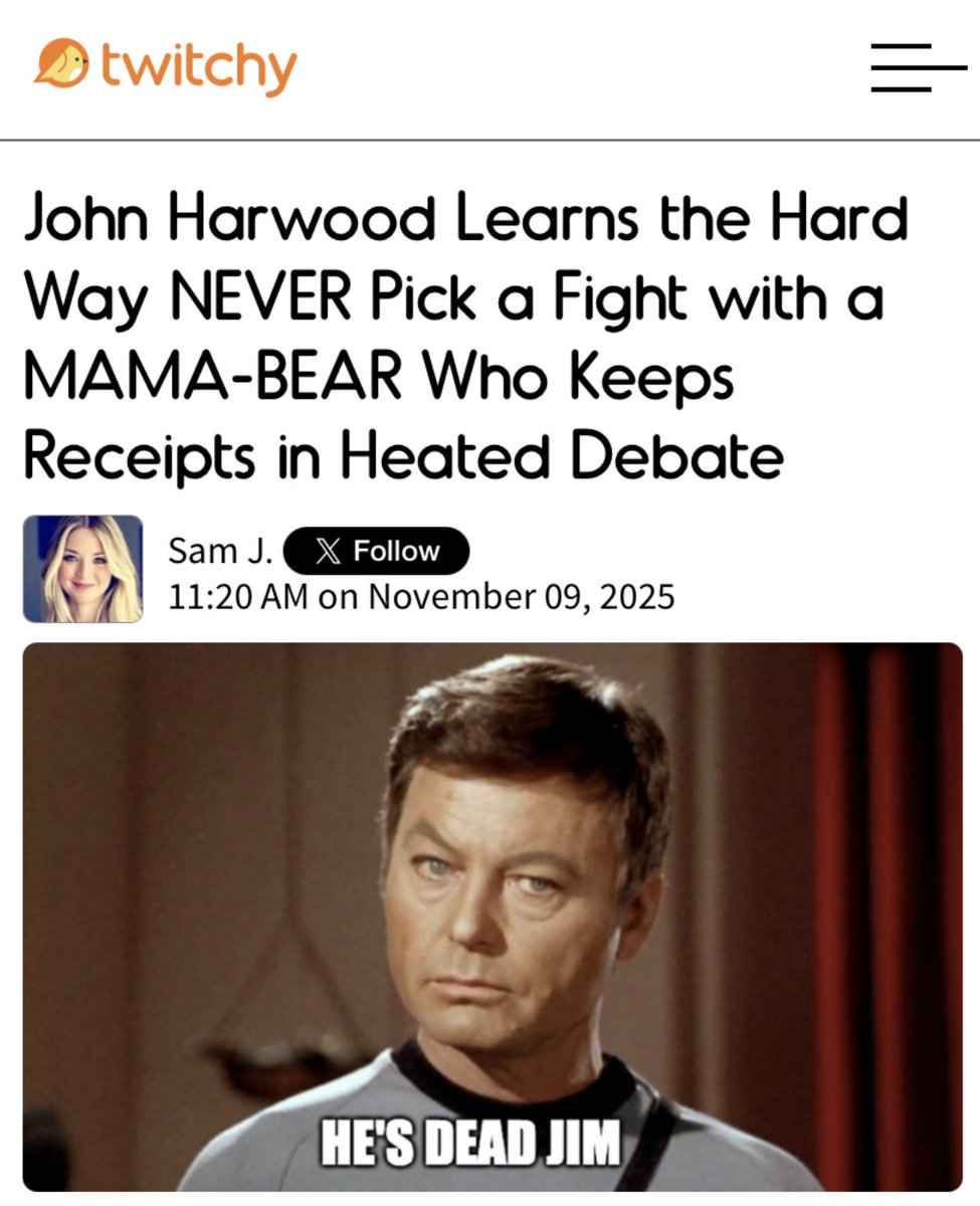 John, John, John ... this was dumb, even for you, bro.

John Harwood Learns the Hard Way NEVER Pick a Fight with a MAMA-BEAR Who Keeps Receipts in Heated Debate

twitchy.com/samj/2025/11/0…