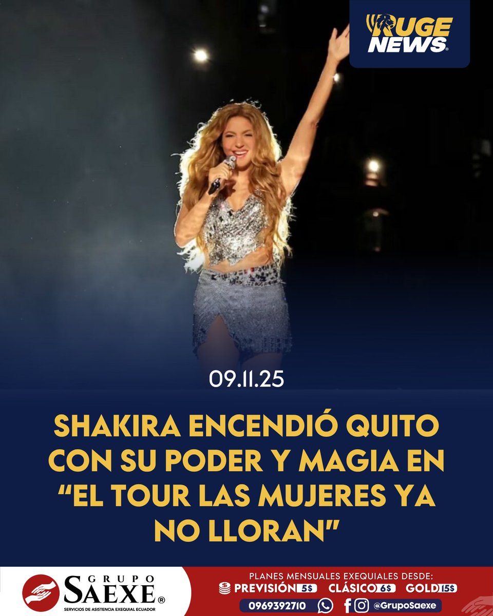 Con más de 35 mil almas rugiendo en el Atahualpa, Shakira hizo vibrar Quito en el primero de sus tres conciertos. Con tecnología, sensualidad y mensajes de empoderamiento, la ‘Loba’ conquistó Ecuador tras siete años de ausencia. 🔥💃

#RugeNews #LMYNLWorldTourQuito