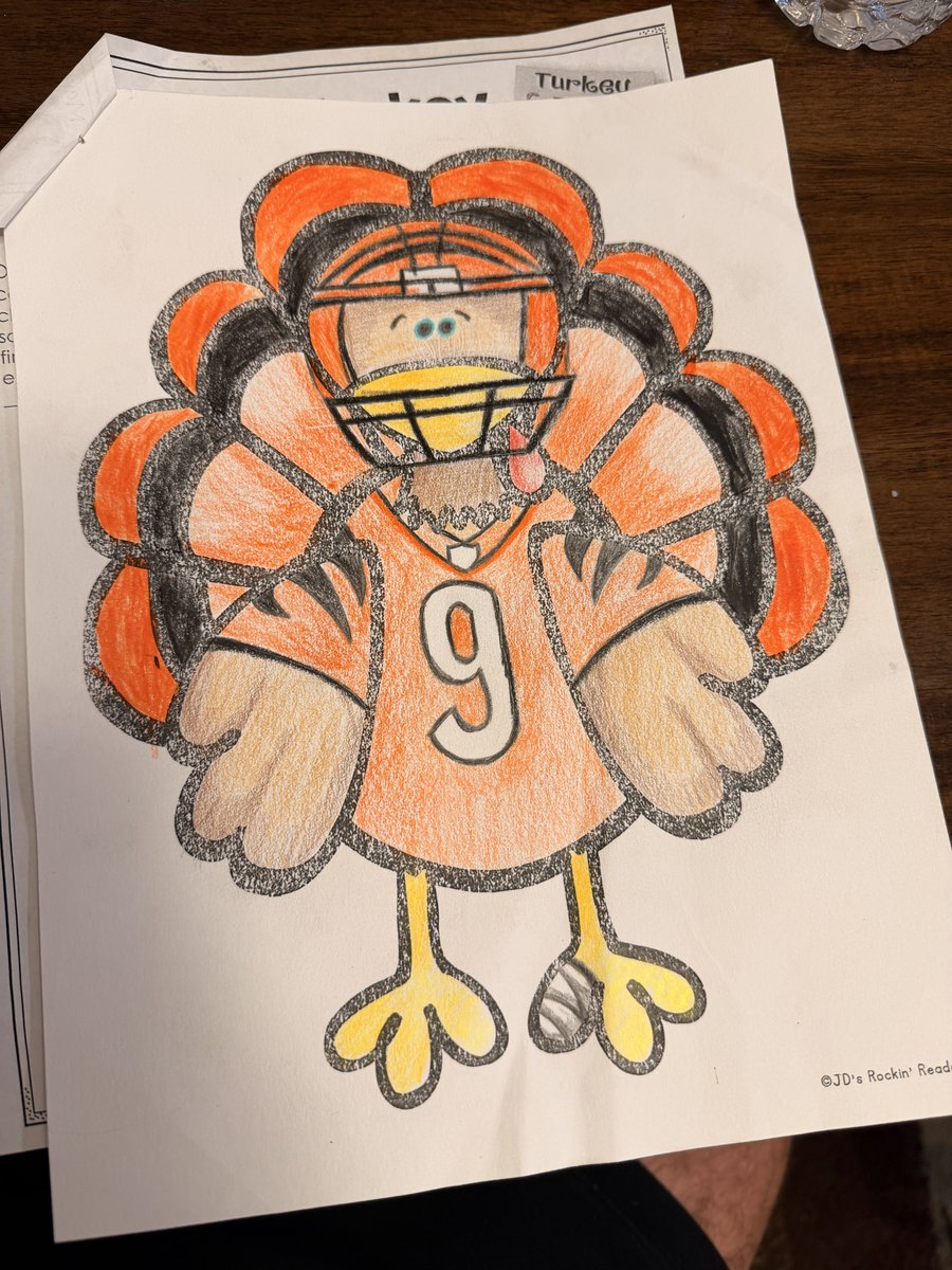 Had to help my son on a turkey disguise. I think we pulled it off #WhoDey