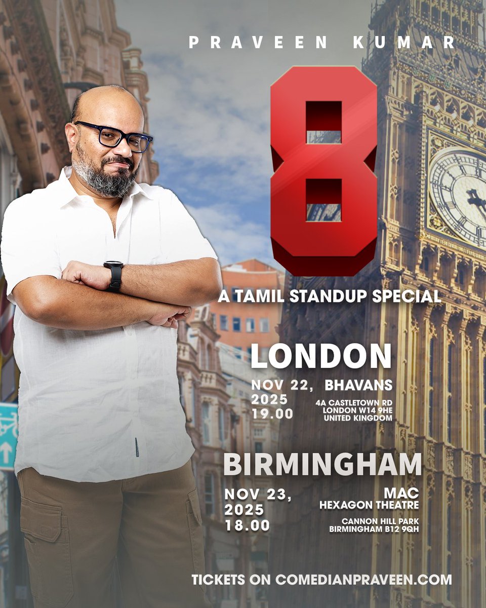 UK makkale!! See you in 2 weeks. Please tag your friends and families. Booking link - comedianpraveen.com