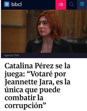 Iherreraa's tweet photo. Catalina Pérez hablando de que Jara puede combatir la corrupción.  Las patitas. https://t.co/5o3OISyKve