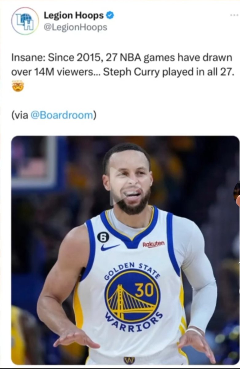 Checkmatee27's tweet image. Statistically, Steph been the league's biggest draw - views, jersey sales, everything. Same team his whole career too. Steph the biggest star, not Bron