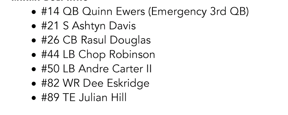 caplannfl's tweet image. #Dolphins inactives...

#BUFvsMIA