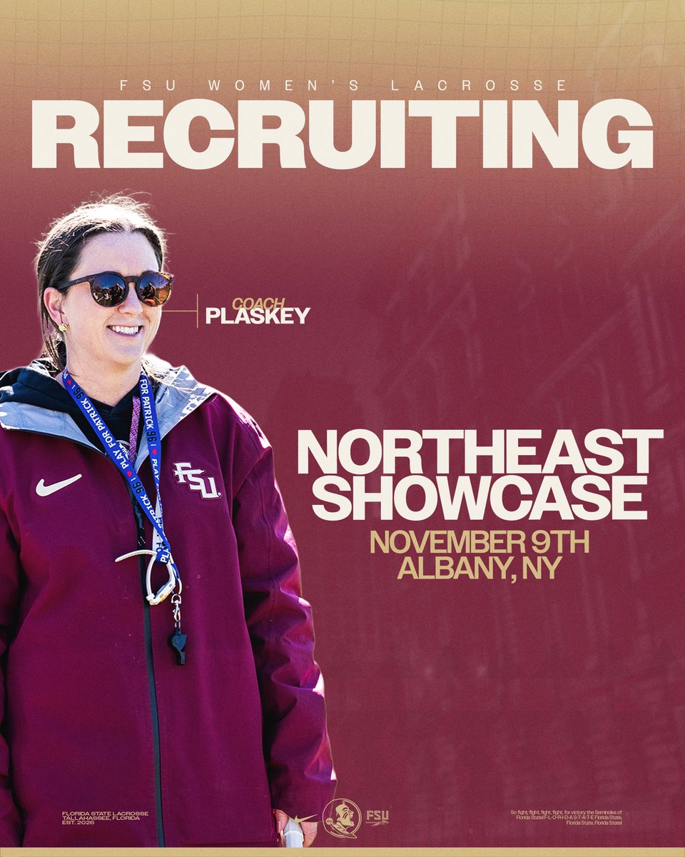 FSU_WLAX's tweet image. 𝐒𝐞𝐦𝐢𝐧𝐨𝐥𝐞 𝐑𝐞𝐜𝐫𝐮𝐢𝐭𝐢𝐧𝐠 🍢

Coach Plaskey and Coach Clark are both on the East Coast today for the Northeast Showcase and the NXT Continental Cup