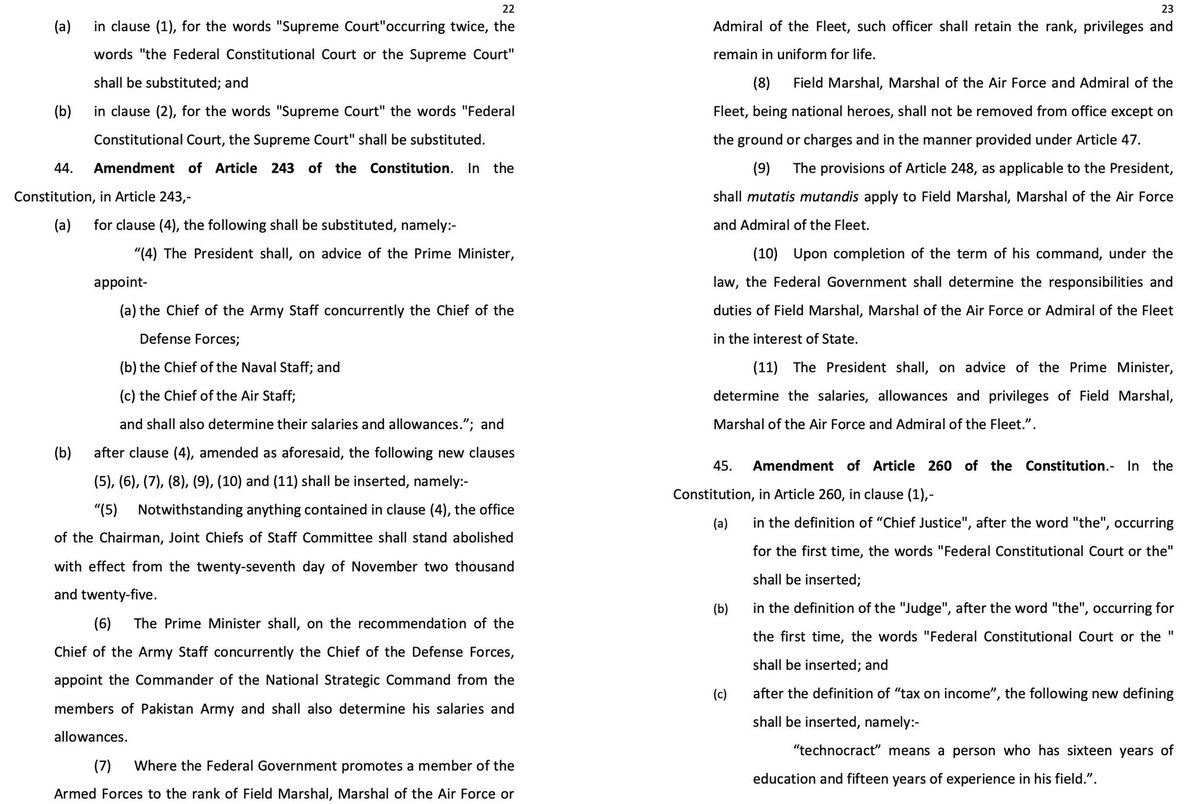 Myth &amp; Reality of Article 243 in the Proposed 27th Constitutional Amendment

What Happened?

The 27th Amendment proposes extensive judicial &amp; administrative restructuring, including the establishment of a Federal Constitutional Court &amp; reforms to Article 243 concerning military