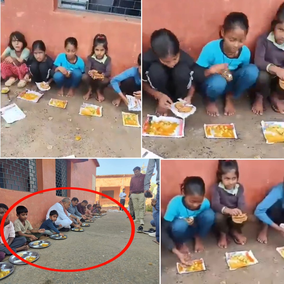 मध्य प्रदेश के श्योपुर में मास्टरनी महोदया इतनी आलसी थी कि मिड डे मील देने के बाद कौन बर्तन धोने की झंझट करें वह अखबार पर ही मिड डे मील देती थी

 फिर किसी ने वीडियो बनाकर वायरल किया हंगामा मचा फिर अब बच्चों को प्लेट में दिया जा रहा है

 जांच में पता चला कि स्कूल में प्लेट रखे थे